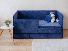 Диван-кровать Happy (синий) в Каменке - kamenka.mebel-nsk.ru | фото