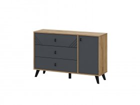 Комод 3ящ. и 1ств. Байкал (дуб крафт золотой/графит) в Каменке - kamenka.mebel-nsk.ru | фото