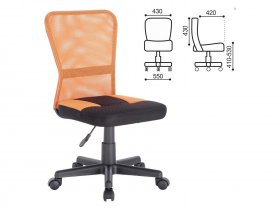 Кресло компактное BRABIX Smart MG-313, без подлокотников, комбинированное, черное/оранжевое в Каменке - kamenka.mebel-nsk.ru | фото