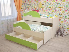 Кровать детская двухуровневая Радуга 80*160 в Каменке - kamenka.mebel-nsk.ru | фото