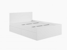 Кровать двуспальная с ящиками 1,4м Мадера-М1400 (белый) в Каменке - kamenka.mebel-nsk.ru | фото