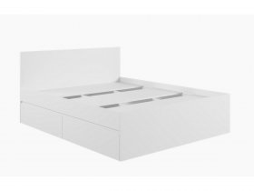 Кровать двуспальная с ящиками 1,6м Мадера-М1600 (белый) в Каменке - kamenka.mebel-nsk.ru | фото
