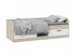 Кровать комбинированная «Оливер» Тип 1 401.003.000 (дуб крафт серый/белый/серо-голубой) в Каменке - kamenka.mebel-nsk.ru | фото