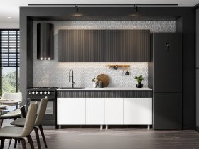 Кухонный гарнитур София (2,0м) (бланж/графит матовый) в Каменке - kamenka.mebel-nsk.ru | фото