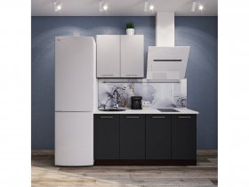 Модульная кухня Классика (белый глянец/черный) в Каменке - kamenka.mebel-nsk.ru | фото