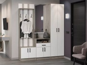 Модульная прихожая Вега (дуб крафт серый/белый) в Каменке - kamenka.mebel-nsk.ru | фото