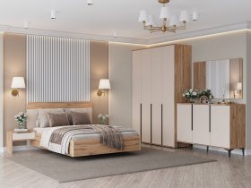 Модульная спальня Сицилия (дуб альпийский/тефия) в Каменке - kamenka.mebel-nsk.ru | фото