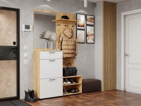 Прихожая Монтана (дуб крафт золотой/белый) в Каменке - kamenka.mebel-nsk.ru | фото