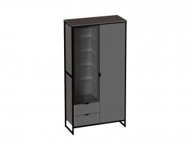 Шкаф 2 дв 2 ящ Нора (металл бруклин/графит) (гостиная) в Каменке - kamenka.mebel-nsk.ru | фото