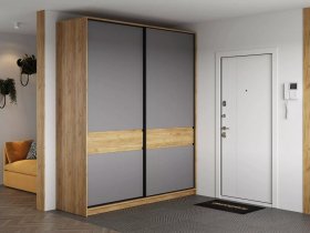 Шкаф-купе Бостон ШК-005 (2.0 м) (дуб крафт золотой/серый шифер) в Каменке - kamenka.mebel-nsk.ru | фото