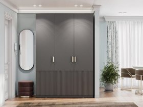 Шкаф трехстворчатый Эккервуд (Нью) (графит) в Каменке - kamenka.mebel-nsk.ru | фото