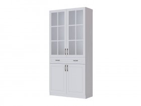 Шкаф-витрина Апполия гостиная (белый/белый дуб) в Каменке - kamenka.mebel-nsk.ru | фото