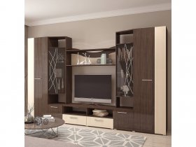 Стенка Гамма (дуб венге/дуб молочный) в Каменке - kamenka.mebel-nsk.ru | фото
