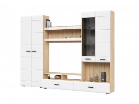 Стенка ГС-01 Либерти (дуб сонома/белый глянец) в Каменке - kamenka.mebel-nsk.ru | фото