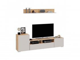 Стенка «Сильвия» (дуб крафт золотой/кашемир) в Каменке - kamenka.mebel-nsk.ru | фото
