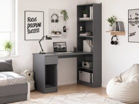 Стол письменный угловой «Лайт» 10.01 (темно-серый) в Каменке - kamenka.mebel-nsk.ru | фото