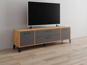 Тумба под ТВ Парус-13 (дуб крафт золотой/графит серый) в Каменке - kamenka.mebel-nsk.ru | фото