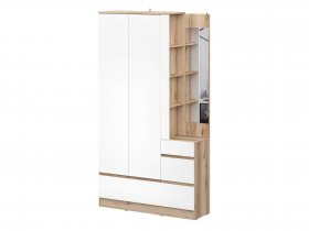 Вешалка с зеркалом Брауни (дуб делано/белый) в Каменке - kamenka.mebel-nsk.ru | фото
